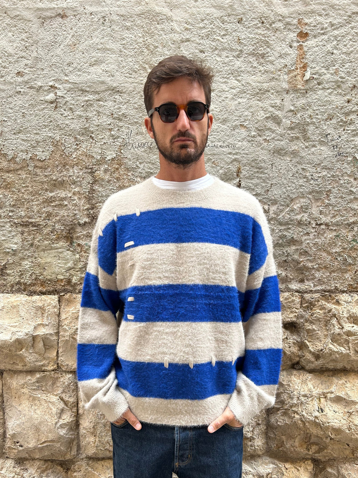 MAGLIA WOLF 1 - BLU/ BEIGE