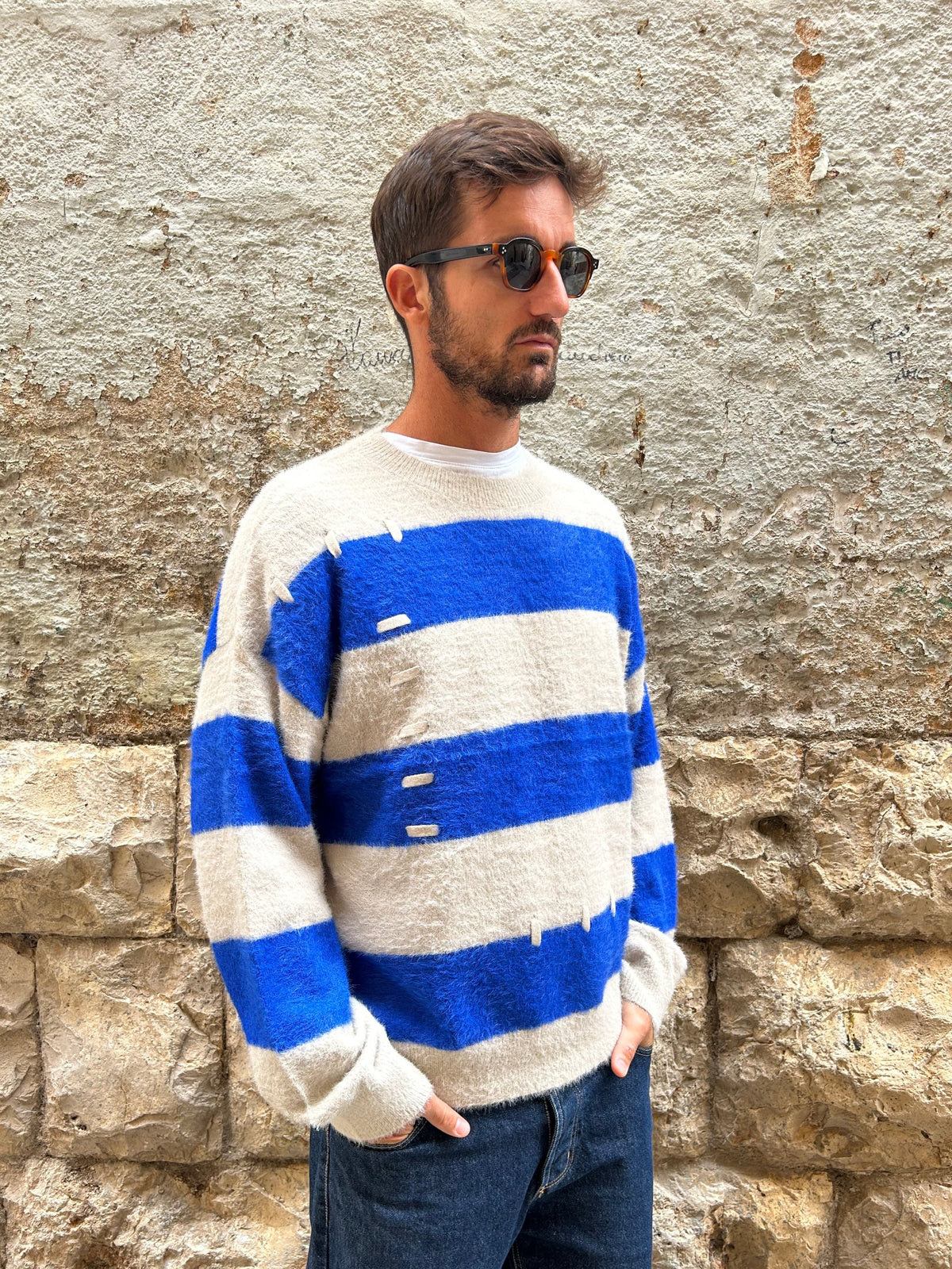 MAGLIA WOLF 1 - BLU/ BEIGE
