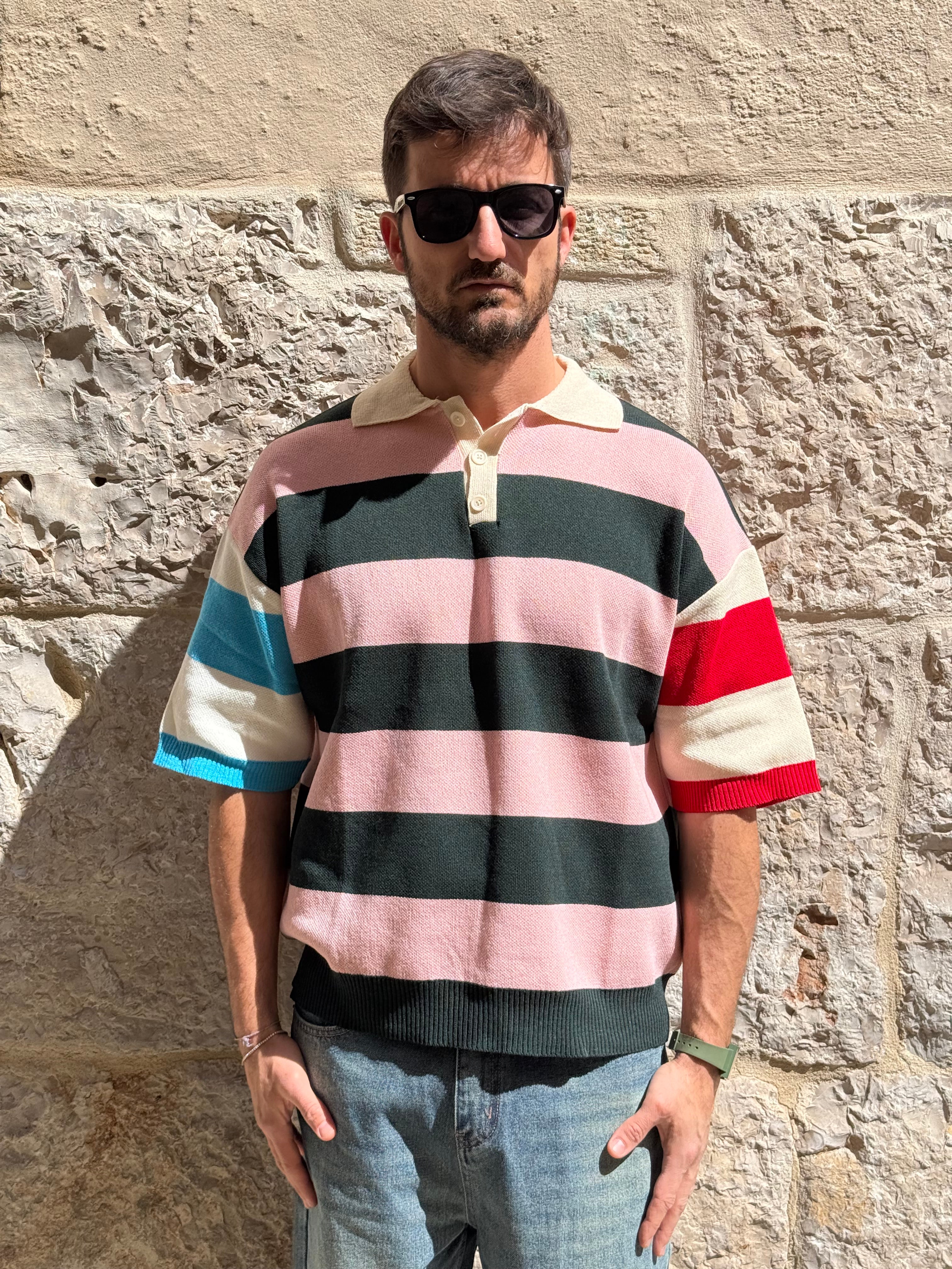 MAGLIA P375 - ROSA/VERDE