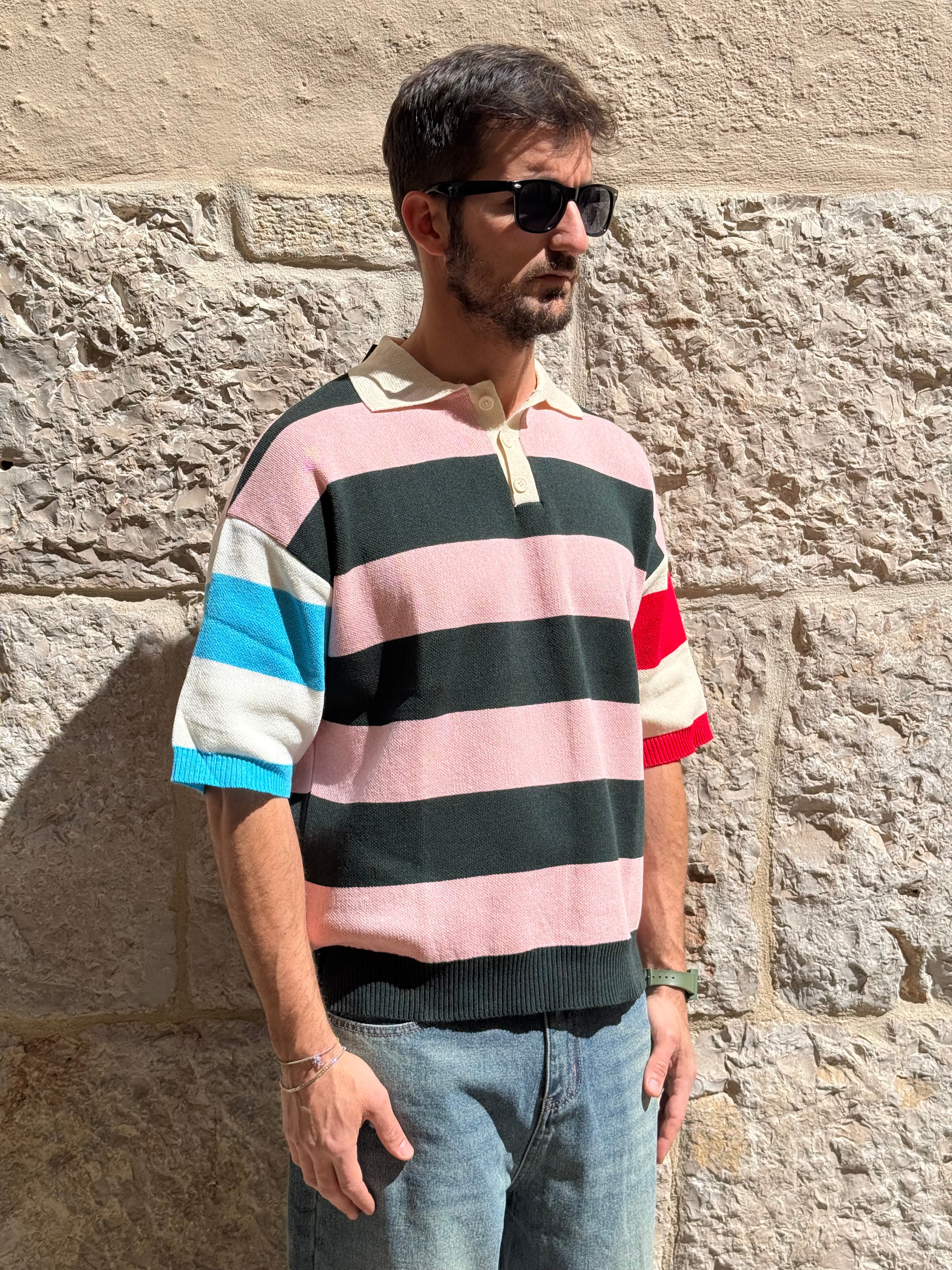MAGLIA P375 - ROSA/VERDE