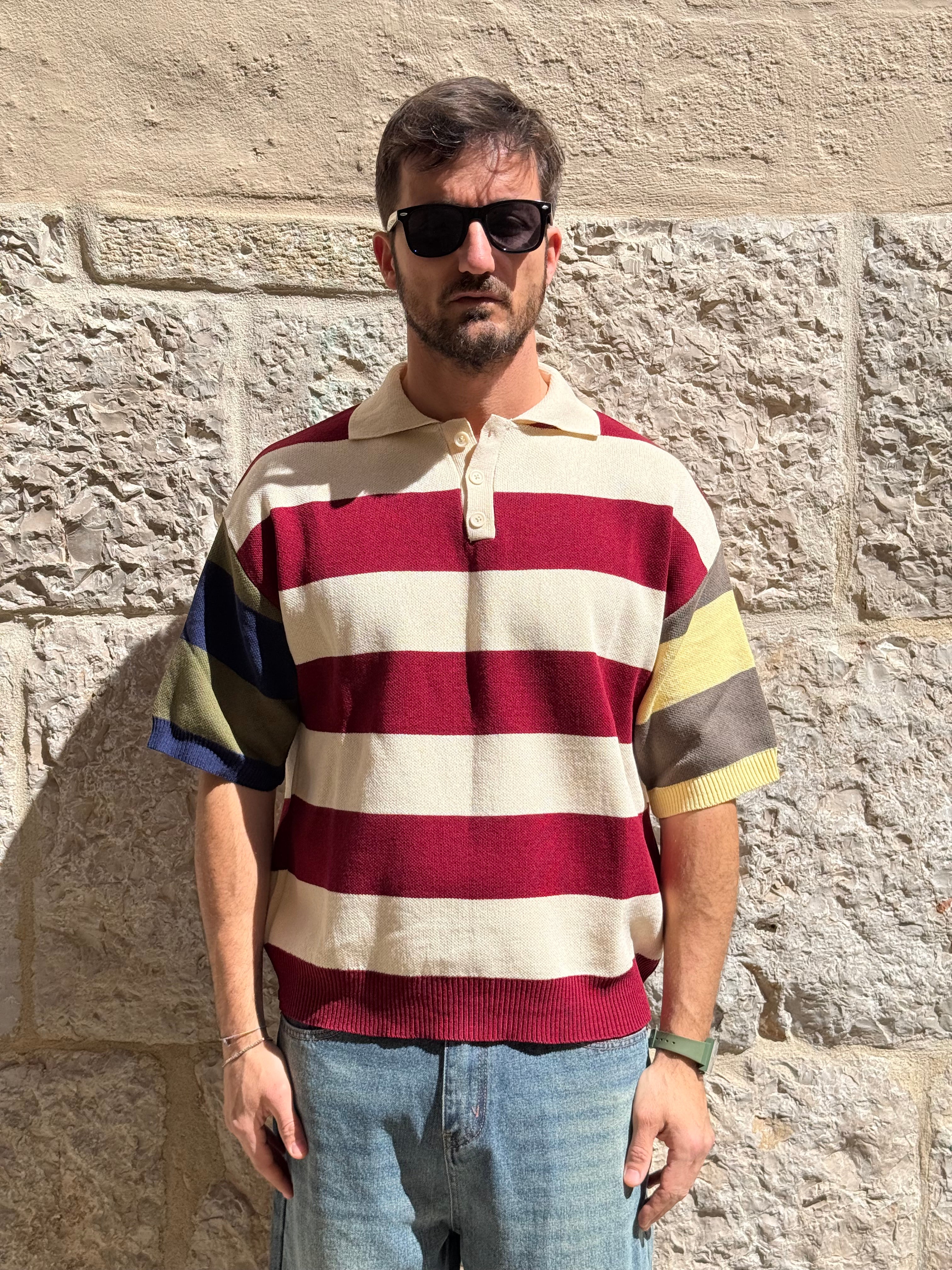 MAGLIA P375 - PANNA/ROSSO