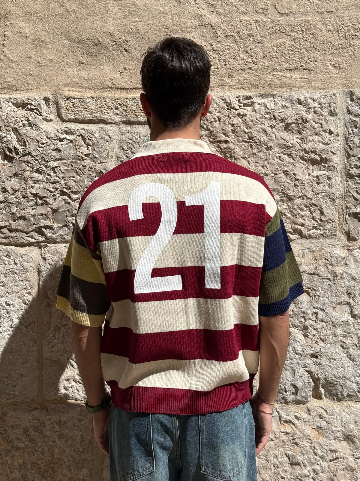 MAGLIA P375 - PANNA/ROSSO