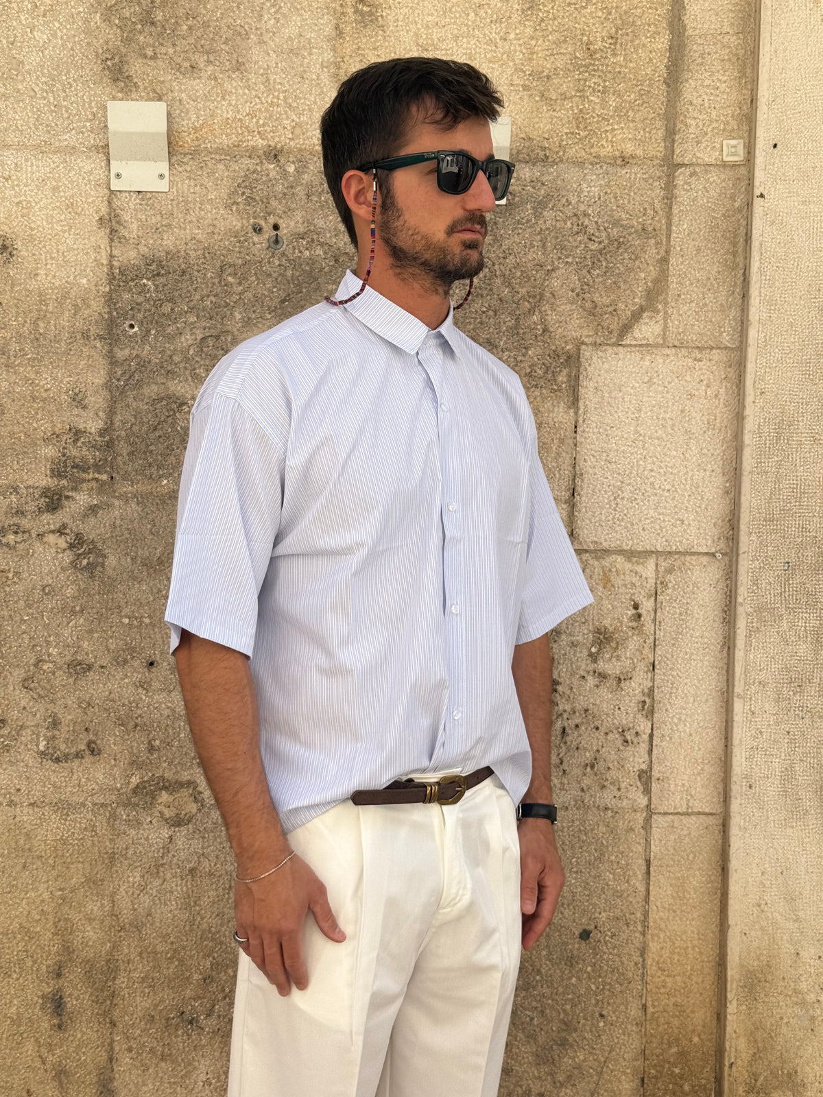 CAMICIA C801 - CELESTE/BIANCA