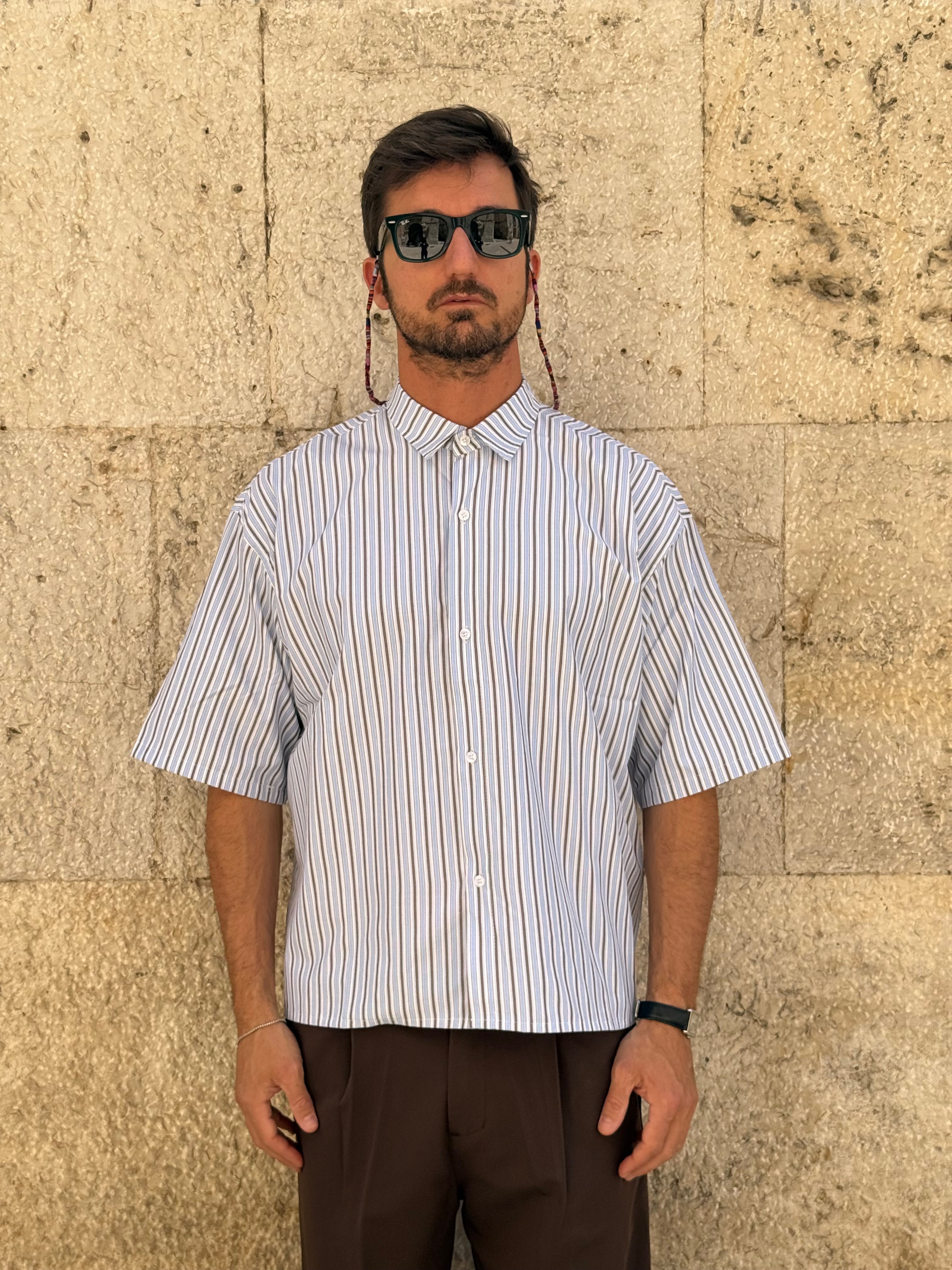 CAMICIA C801 - MARRONE/BIANCA