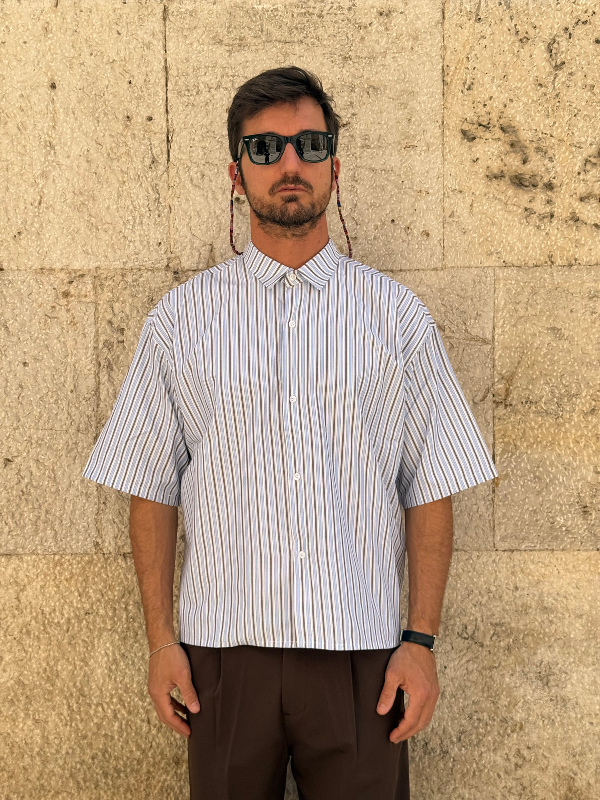 CAMICIA C801 - MARRONE/BIANCA
