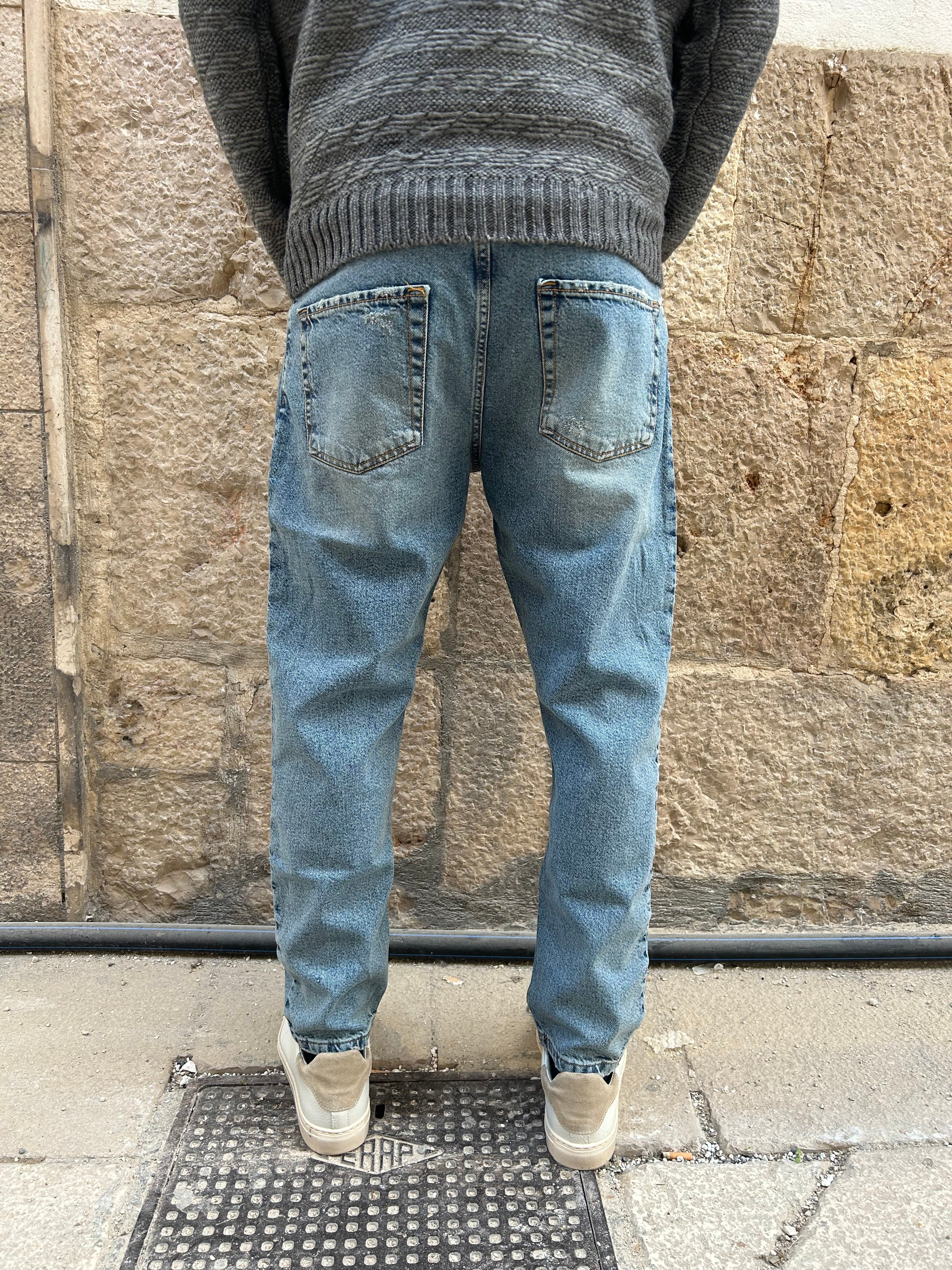JEANS OCTOBER - BLU CHIARO SLAVATO