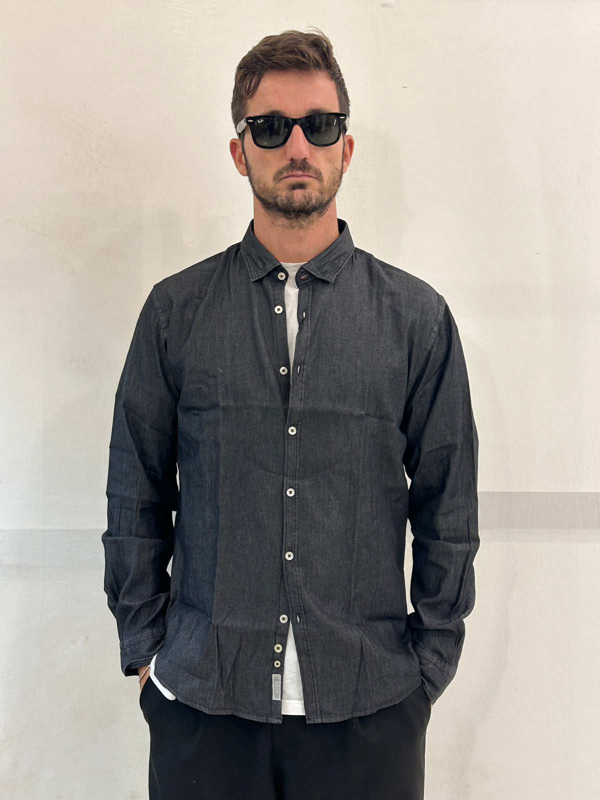 CAMICIA IN JEANS RON - GRIGIO
