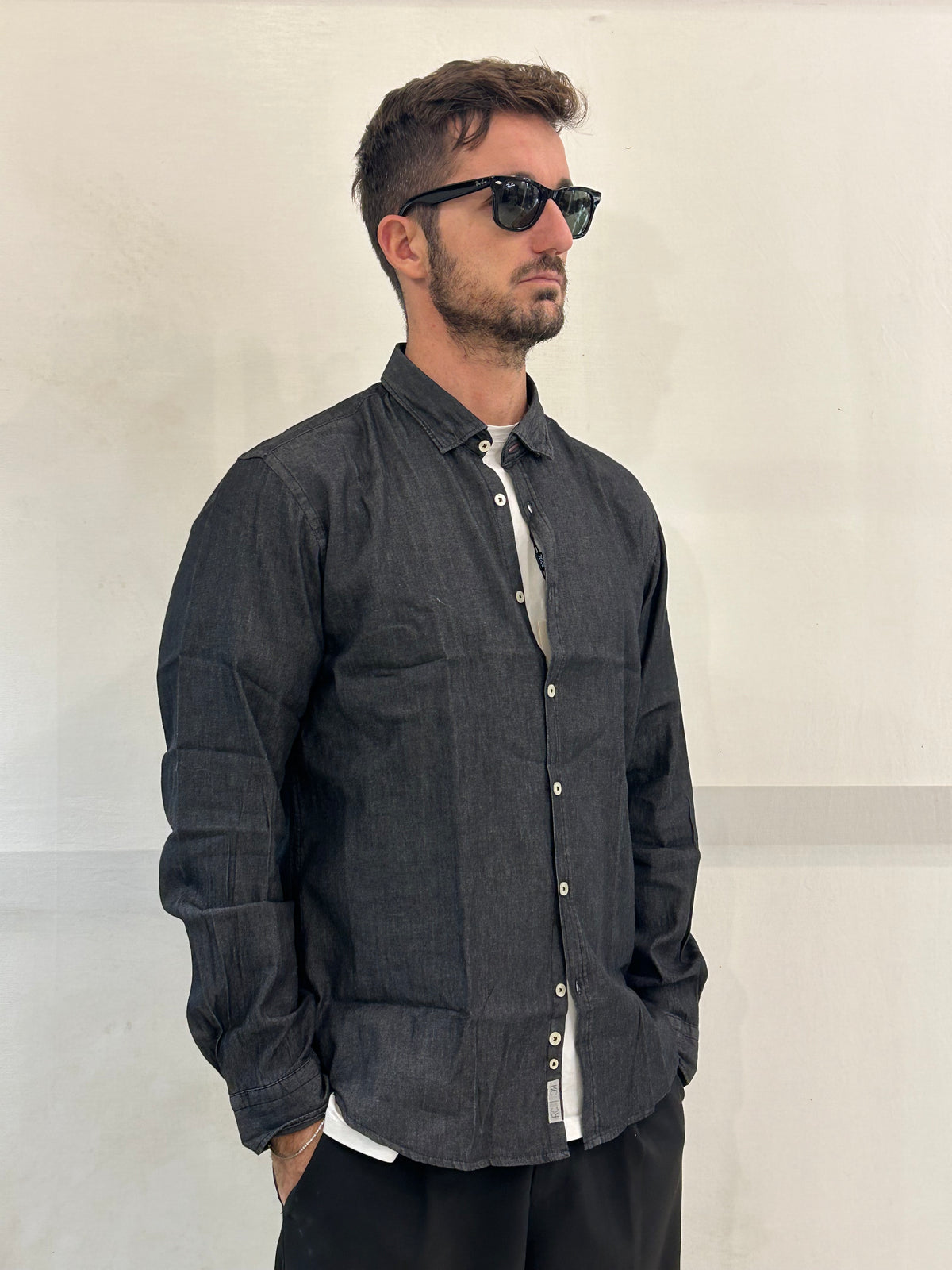 CAMICIA IN JEANS RON - GRIGIO