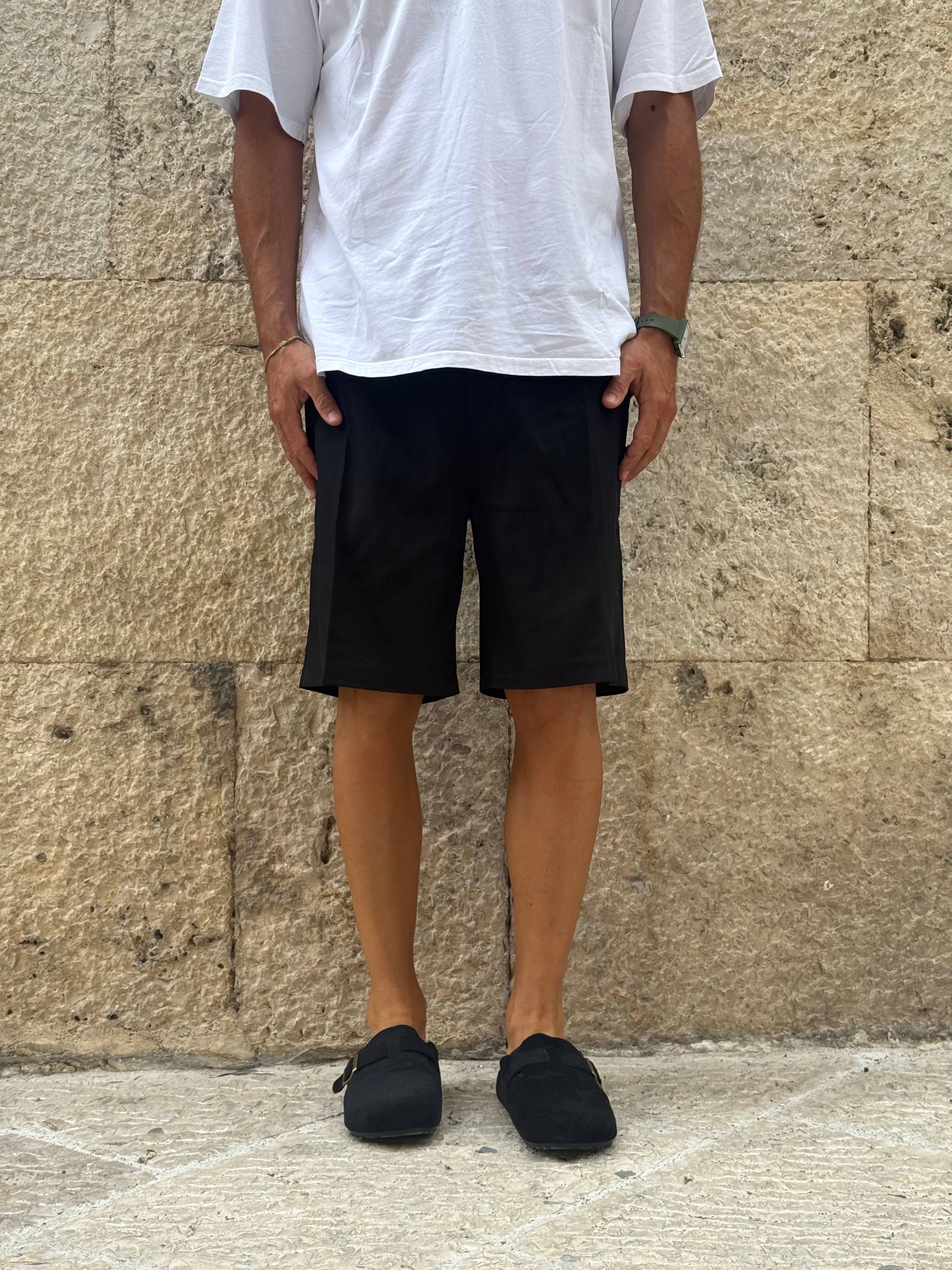 BERMUDA  100% LINO - NERO