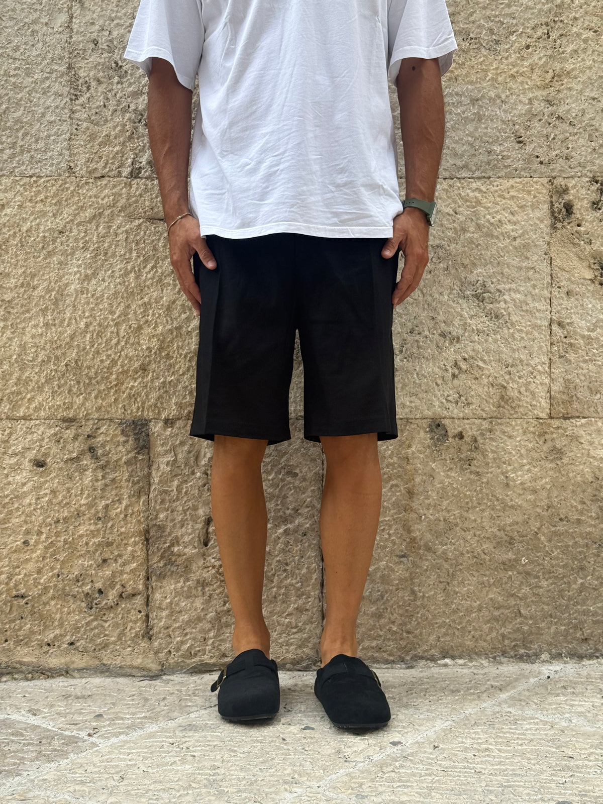BERMUDA  100% LINO - NERO