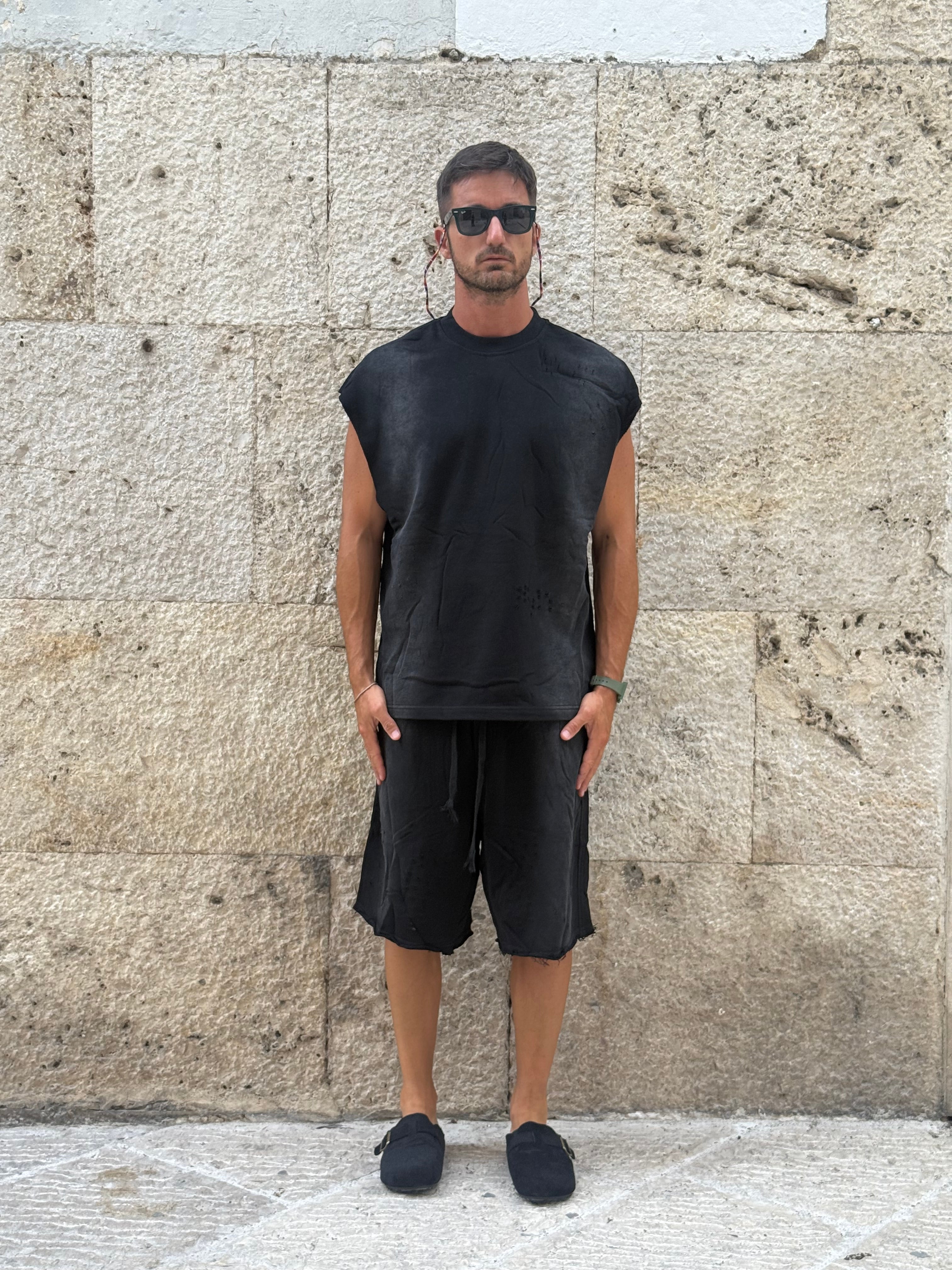 BERMUDA+SMANICATO NERO