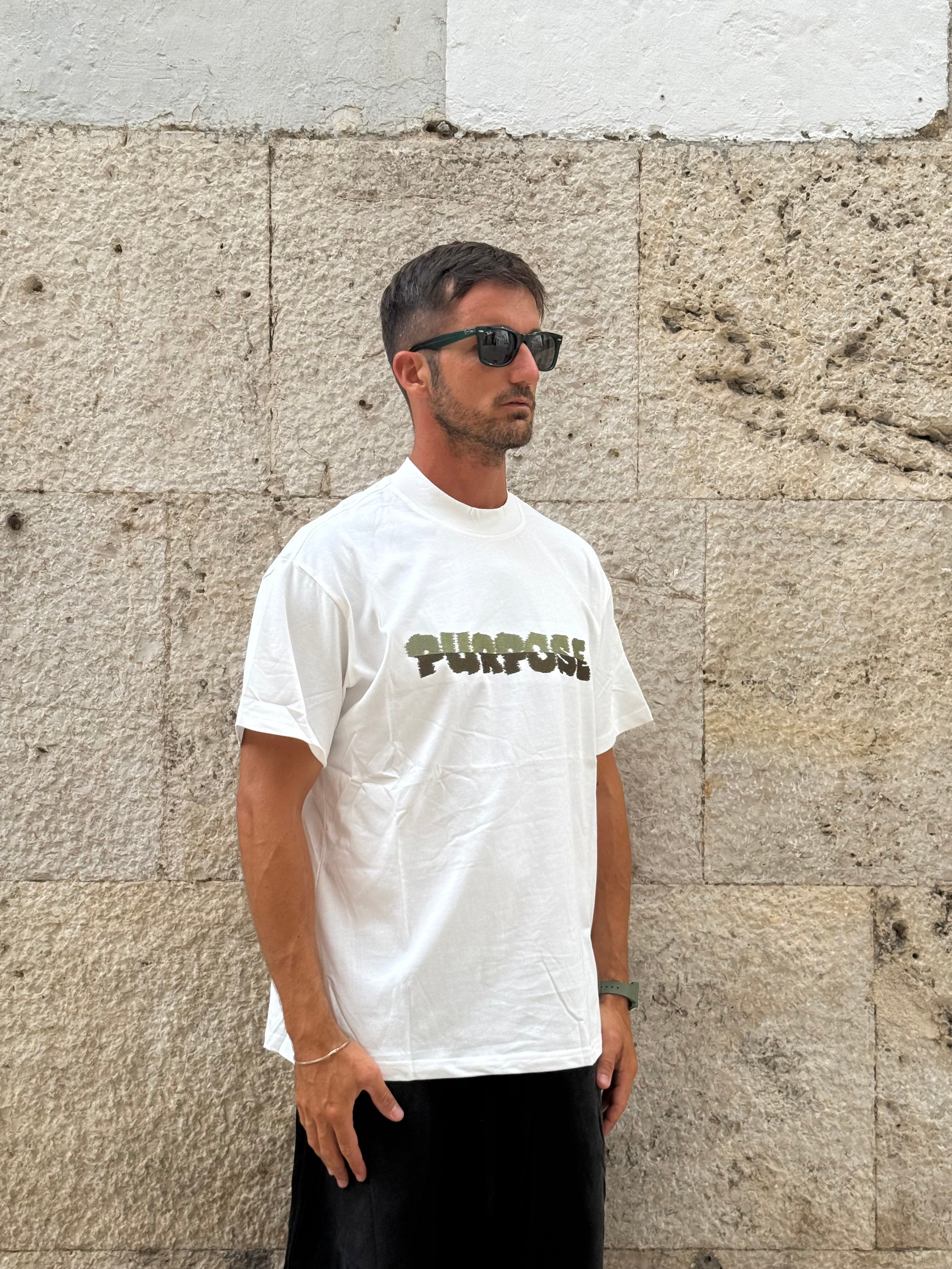 T-SHIRT BIANCA STAMPA VERDE