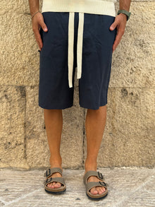 BERMUDA MISTO LINO  BLU