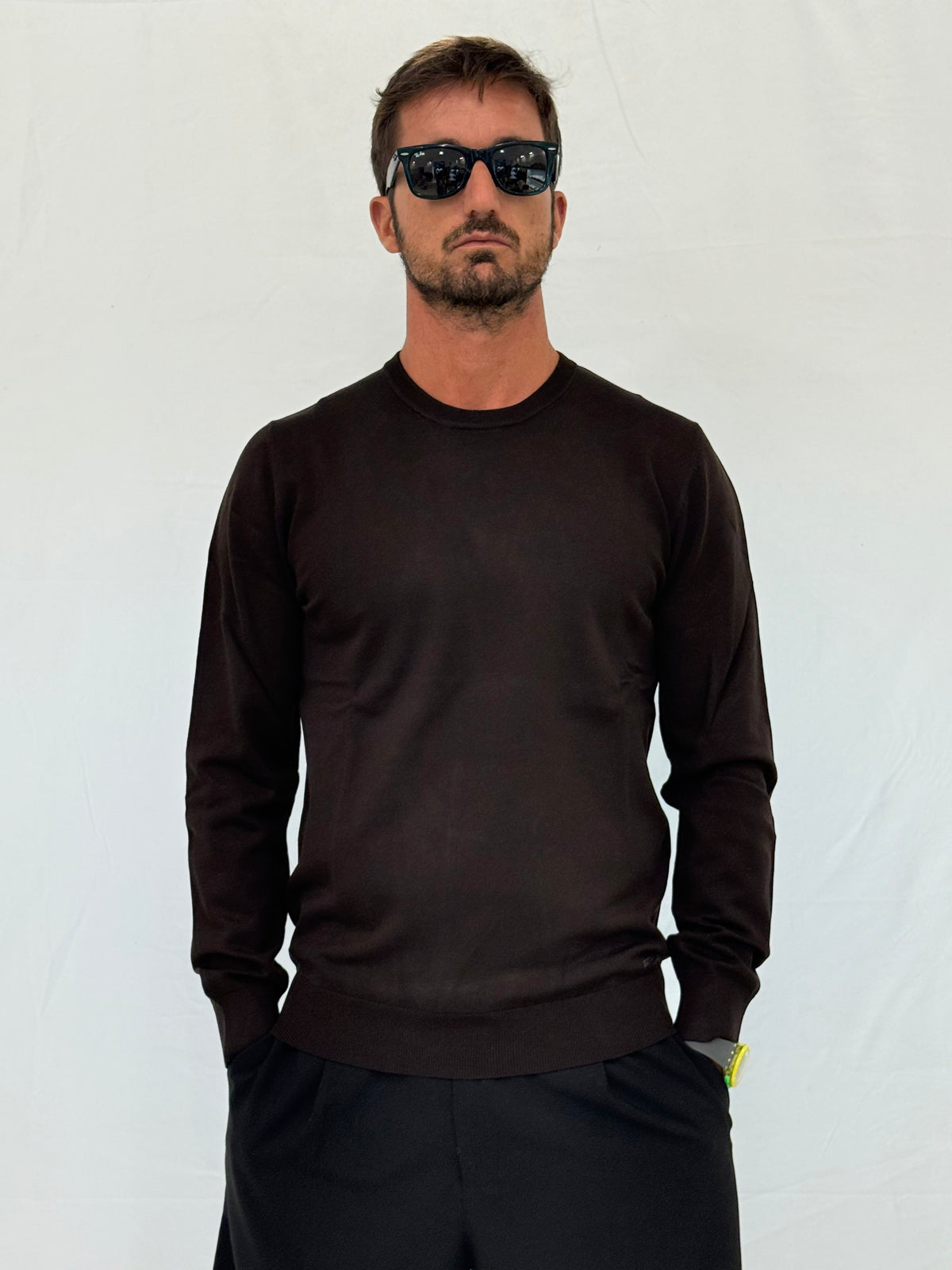 MAGLIA RASATA 750001 - MARRONE