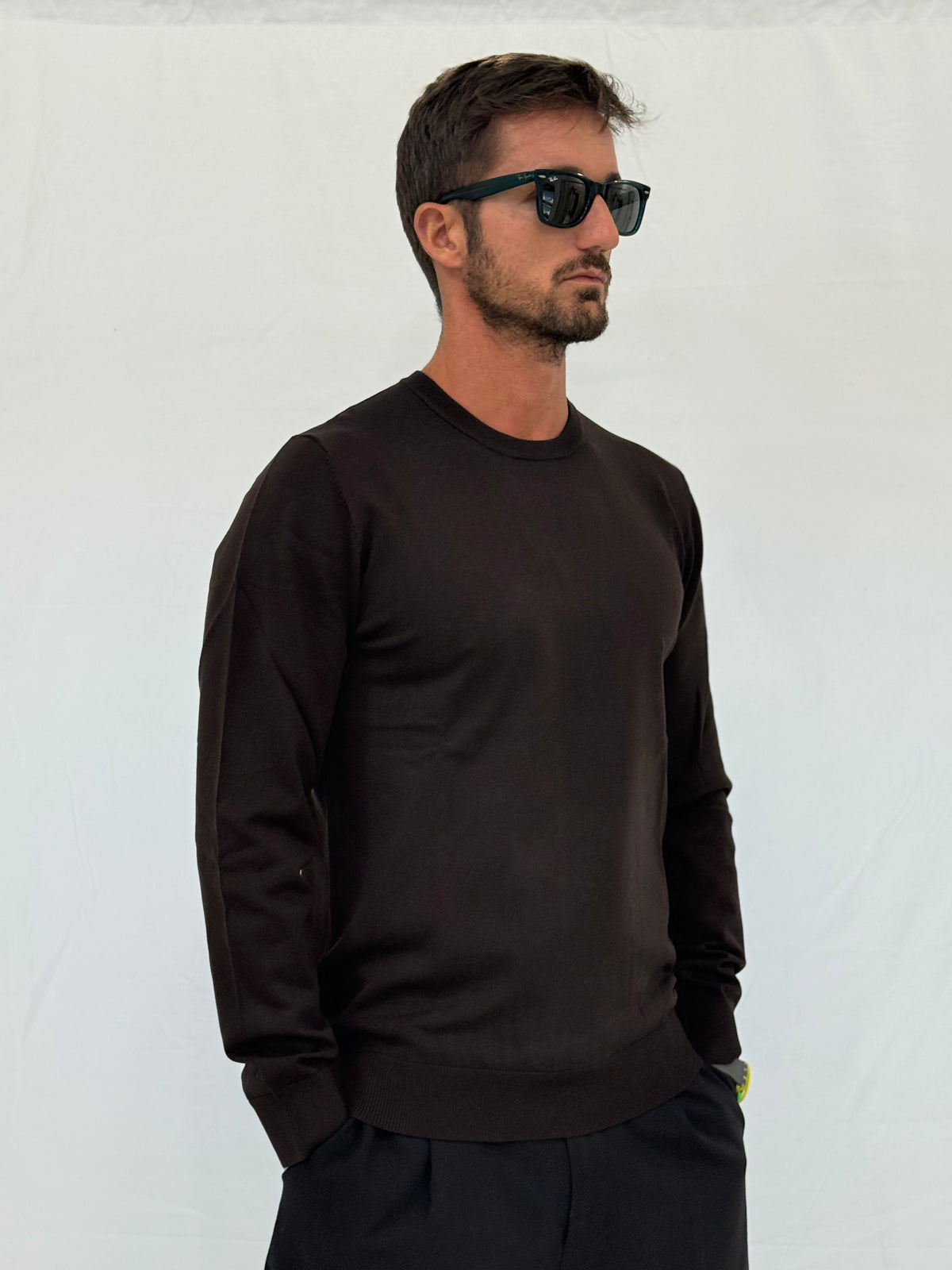 MAGLIA RASATA 750001 - MARRONE
