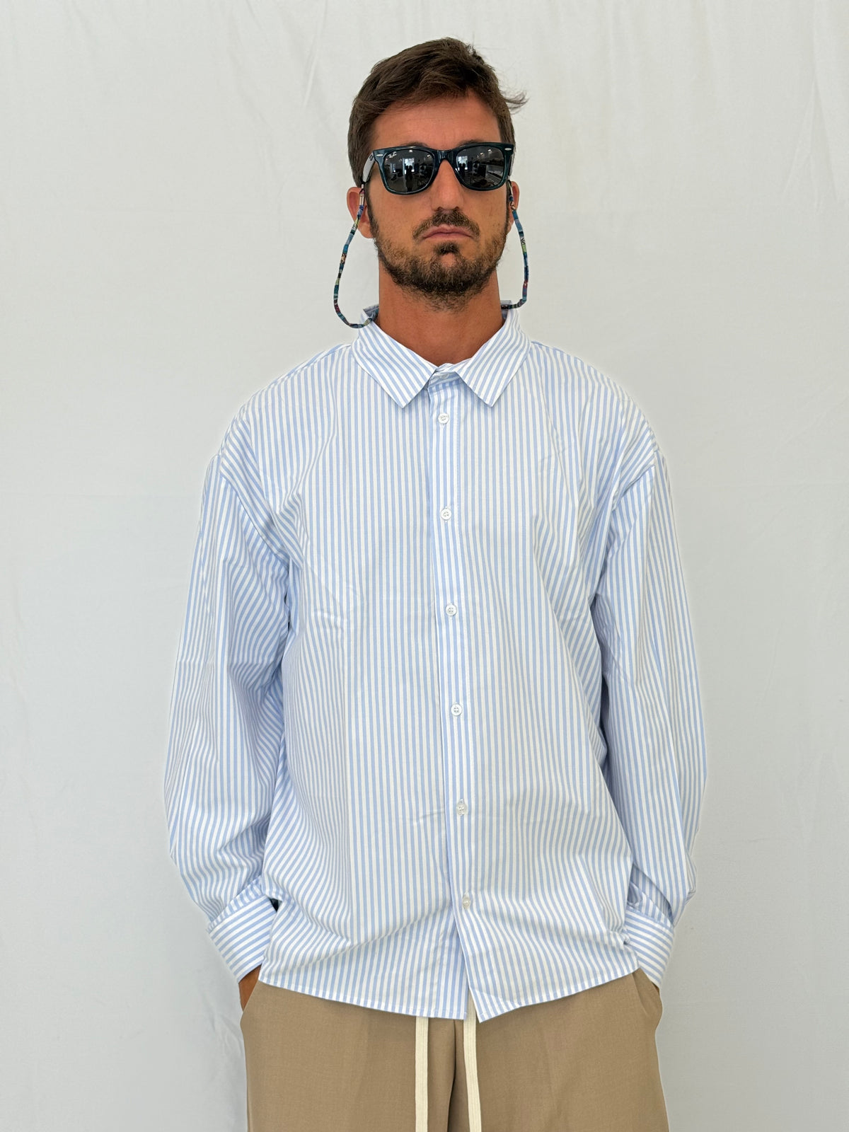 CAMICIA W205 - BIANCA/CELESTE
