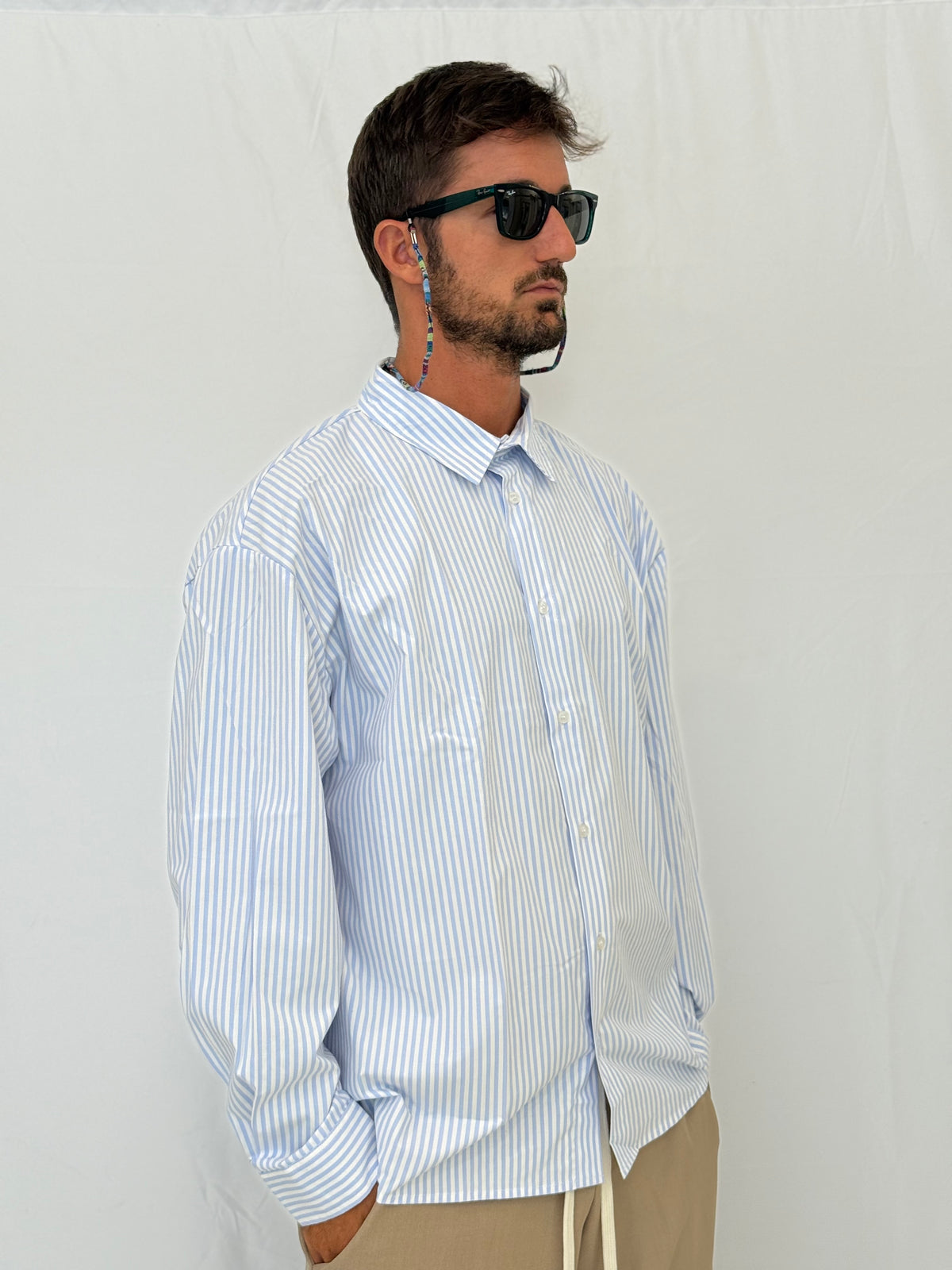 CAMICIA W205 - BIANCA/CELESTE