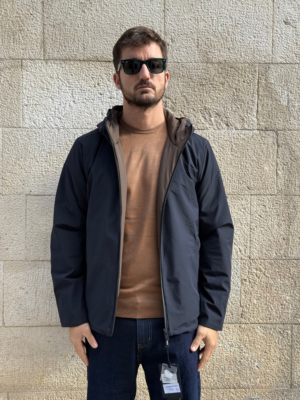 GIUBBOTTO REVERSIBILE WW8602 - BLU/MARRONE