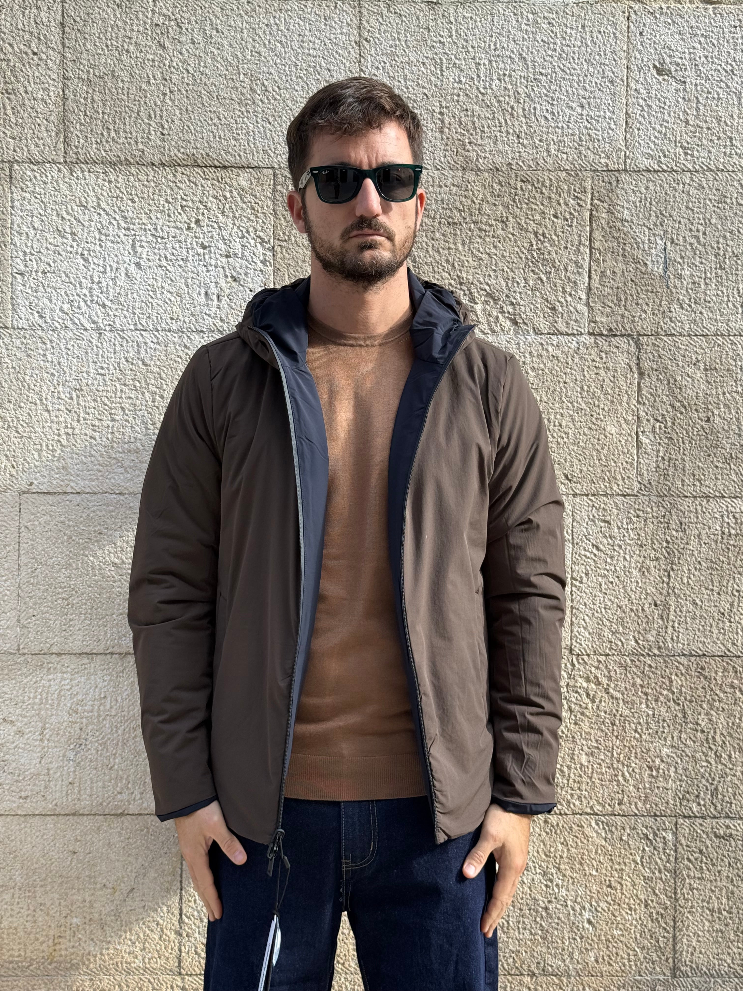 GIUBBOTTO REVERSIBILE WW8602 - BLU/MARRONE