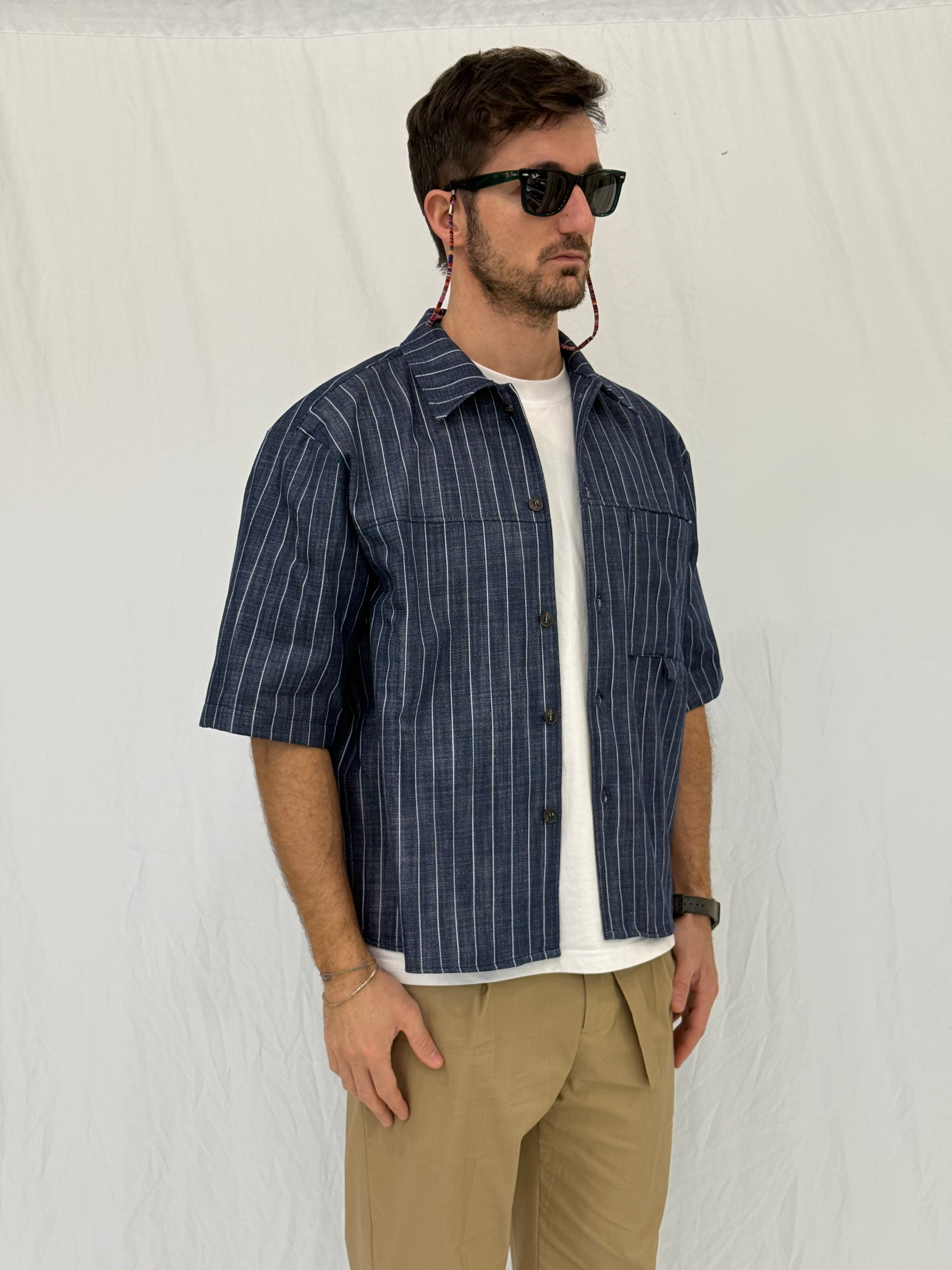 CAMICIA A RIGHE C1P7LCG - BLU/BIANCA