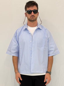 CAMICIA A RIGHE C13- CELESTE/BIANCA