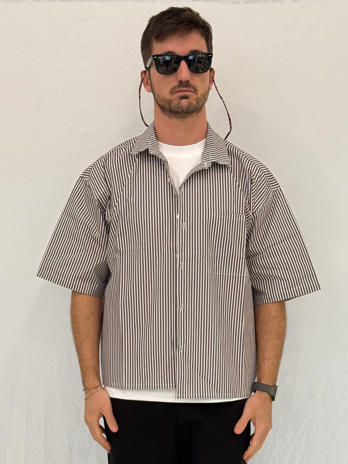 CAMICIA A RIGHE C13- MARRONE/BIANCA